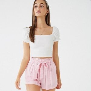 Smocked White Crop Top